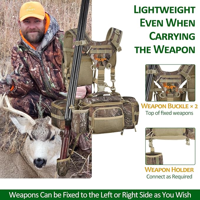 NEW VIEW Hunting Fanny Waist Pack for Men, Camo Waist Pack for Hunter, Fanny Hunting Backpack with Rifle & Bow Holder