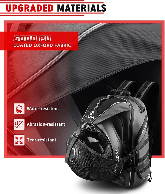 Motorcycle Helmet Bag Universal Motorcycle Helmet Backpack with 35L Large Capacity Motorcycle Riding Backpacks for Men Lugguge Storage Bag with Hidden Net, Grey