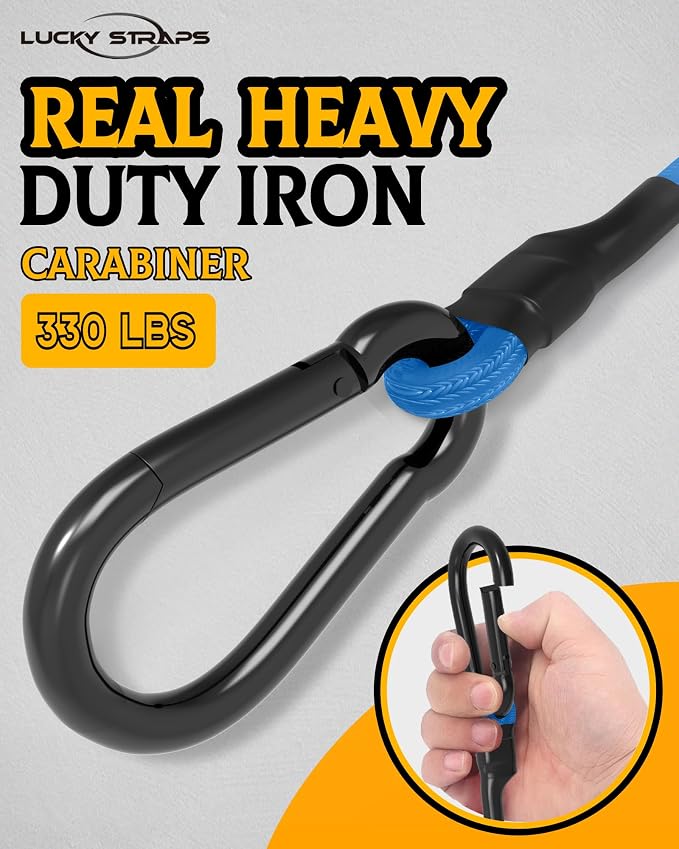 8 Pcs 12 Inch Heavy Duty Carabiner Bungee Cord Outdoor with 190 Lbs Max Break Strength, Bungee Straps with Upgraded Carabiner Hooks for Luggage Rack, Cargo, Hand Carts, Bike, Camping, etc (Blue)