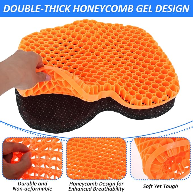YEXEXINM 2 PCS Anti Slip Kayak Seat Cushion Thick Waterproof-Gel Breathable U Shape Seats Pad with Non-Slip Cover for Sit in Inflatable Kayak Canoe & Boat Kayak Accessories for Fishing Kayak, Orange