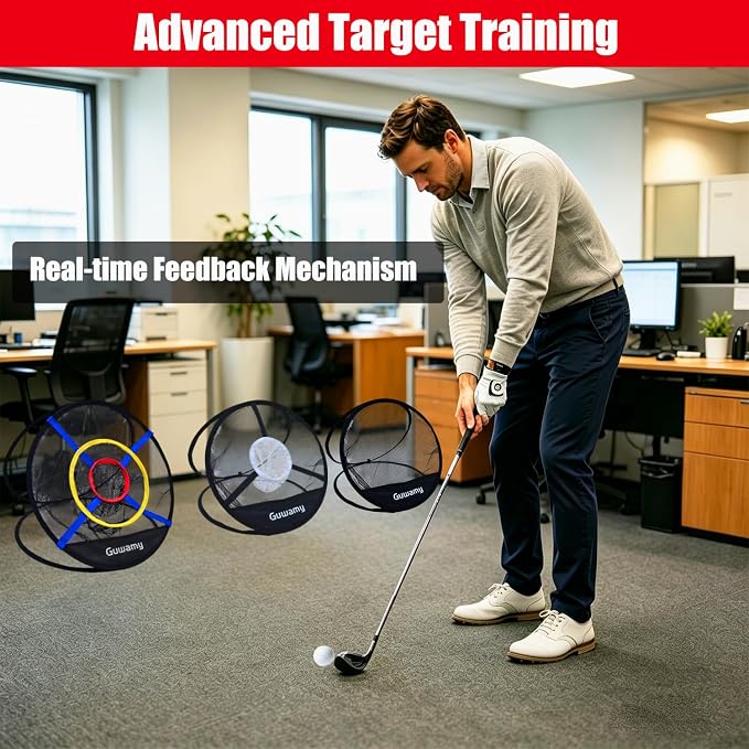 Set of 3 Golf Chipping Nets (3 Sizes) - Pop-Up Practice Targets for Indoor & Outdoor