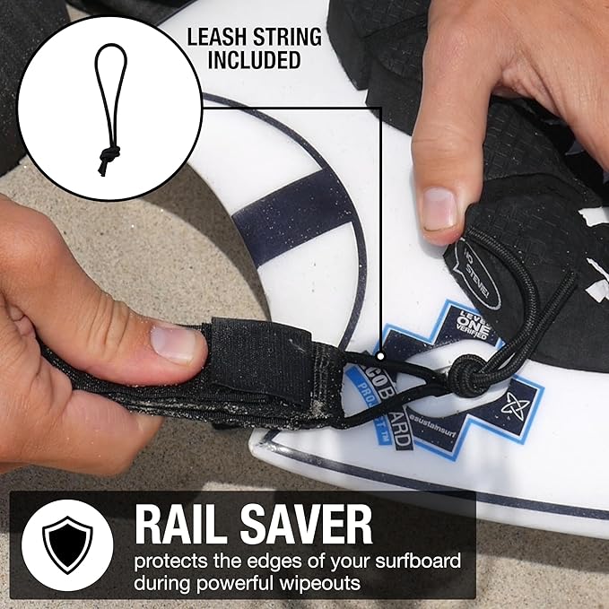 Ho Stevie! Premium Surf Leash - No Tangles, No Lost Surfboard - Hi-Strength Lightweight 1/4" Cord - Feels Like Surfing Leashless - 6/7/8/9 Feet
