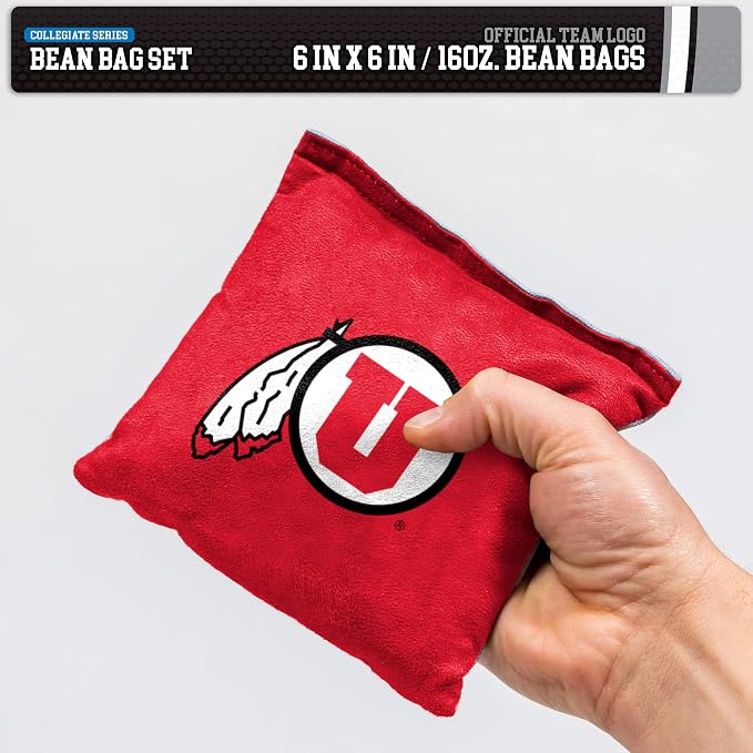 NCAA College Dual Sided Bean Bags by Wild Sports, 8 Count, Premium Toss Bags for Cornhole Set - Great for Tailgates, Outdoors, Backyard