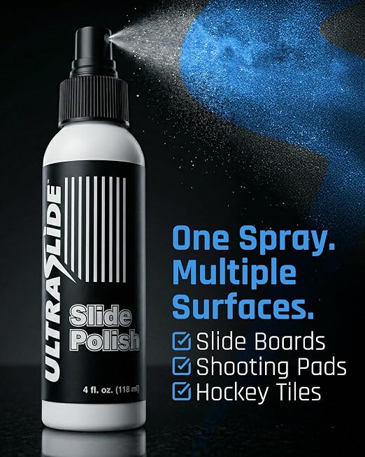 Lubricant Spray - 4oz Slide Board Polish - Odorless, Water Based, Multi-Surface Lubricant. Multi-Purpose - Exercise Equipment, Slide Boards, Tiles, Flooring - Surface Care. Made in USA