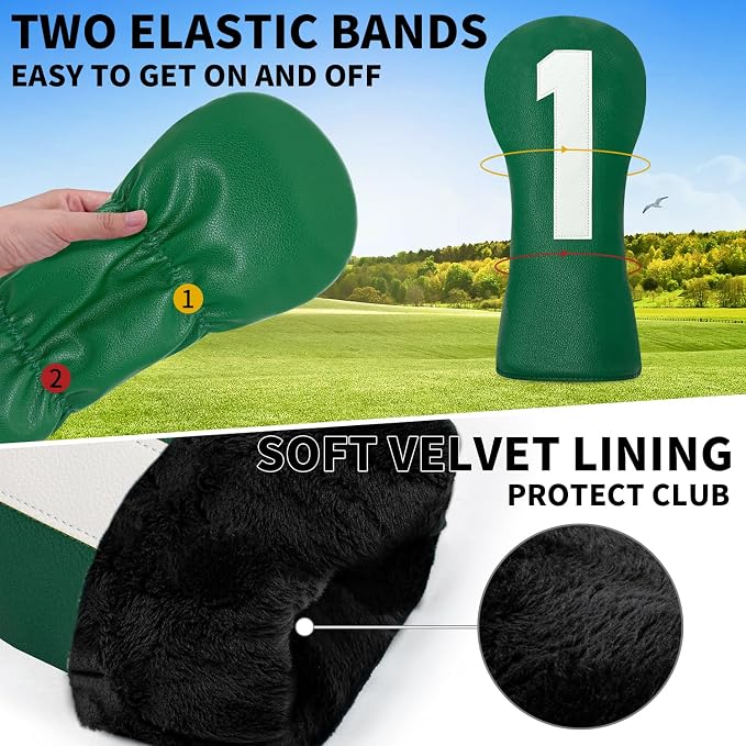 Premium Golf Head Covers - Golf Driver Head Covers, Protects Against Scratches and Damage, Specifically Designed for Fairway Woods.