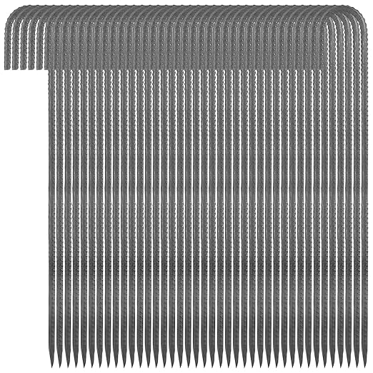 40 Pcs 12 Inch Rebar Stakes, 5/16" Diameter Chain Link Fence Stake Tent Stake, Heavy Duty J Hook Metal Ground Stakes for Camping, Inflatables, Canopies, Swing Sets, Yard Decorations