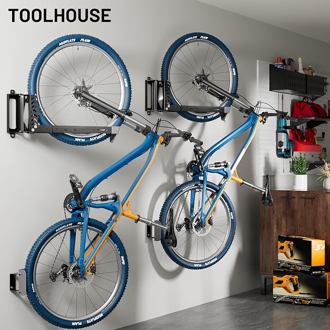 Swivel Bike Rack Wall Mount, Bike Hangers for Garage, Space-Saving Vertical Bike Holder, Holds up to 77 lbs, Bicycle Wall Hanger Storage, No Heavy Lifting Required Indoor Hanging Bike Rack-Gray