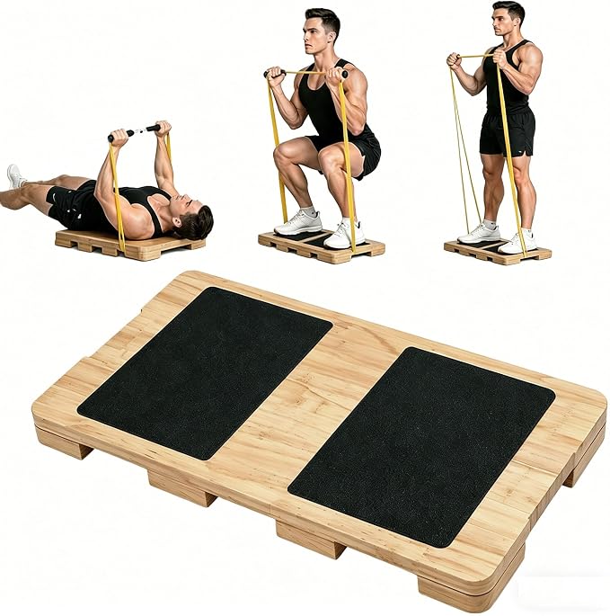 Wood Resistance Band Platform Base, Resistance Band Foot Plate, Fitness Exercise Board Footplate, Step Board for Workout Board for Home Gym
