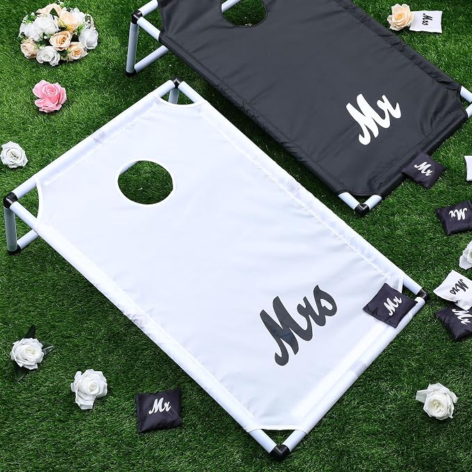 Lunmon Portable Cornhole Games Set, PVC Framed Corn Holes Kit-2 Cornhole Boards, 8 Corn Hole Bean Bags and Carrying Case for Game Beach Yard Indoor Outdoor Camping Party