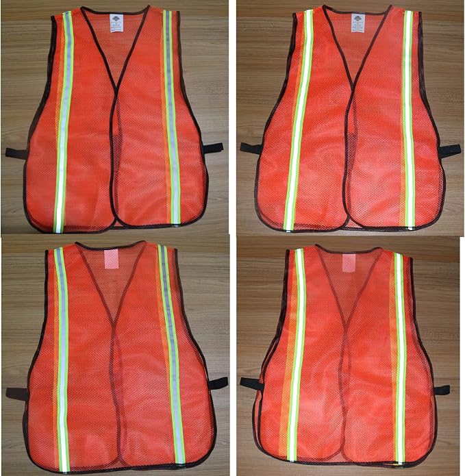 Dazonity High Visibility Reflective Safety Vest, Mesh,Reflective Strips, Fit for Men & Women, Work, Construction (Orange-20pcs)