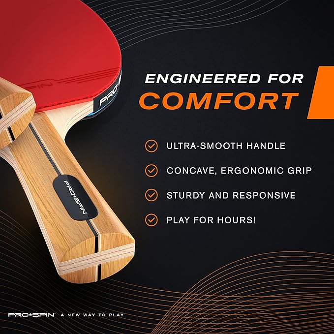 PRO-SPIN Ping Pong Paddles - High-Performance Set with Premium Table Tennis Rackets, 3-Star Ping Pong Balls, Compact Storage Case | Professional Quality Ping Pong Paddle Set | Indoor & Outdoor Games