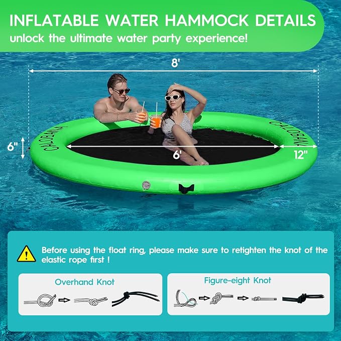 CALOBANA Round Floating Ring Inflatable Water Hammock Heavy Duty River Floats Lake Raft for Adults Tanning Pool Lounger Float Island Platform Pad Mat for Party