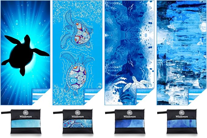 Widdonen Lightweight Thin Microfiber Beach Towel Sand Free Quick Dry Absorbent Compact Soft Pool Swim Travel Towels Extra Large Oversized Beach Accessories Packable Essentials Stuff Gifts for Adult