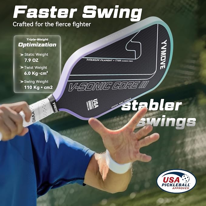 Pickleball Paddles | USAPA Approved | Raw Carbon Fiber Face | Max Control & Effortless Power | 16MM Core Anti-Shock | Intermediates to Pros