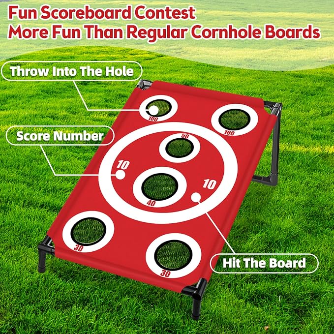 NZQXJXZ Cornhole Board Set with 8 Bean Bags 3x2 Ft Corn Hole Games Portable Cornhole Set for Indoor and Outdoor Ideal for Kids, Adults, Camping,Travel,Beach, Yard