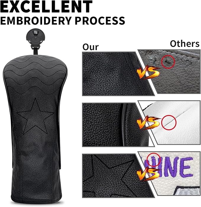 Golf Accessories Golf Club Covers for Golf Driver Headcovers Fairway Wood Headcover Hybrid Head Covers for Men Women Golfer Fit the Most Brands