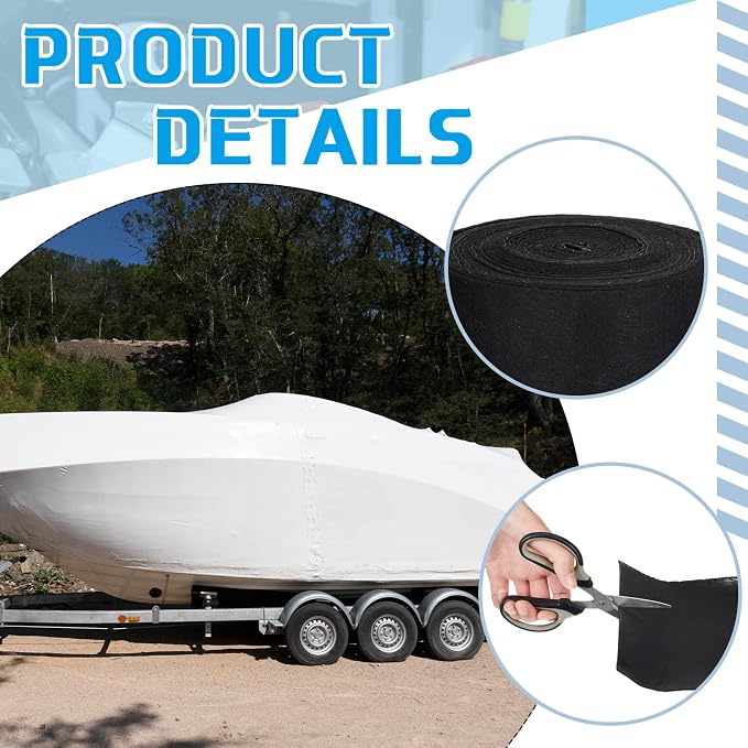 Tinideya Black Boat Trailer Bunk Carpet Water Proof Bunk Carpet Marine Boat Bunk Carpet Outdoor Boat Trailer Bunk Covers Trailer Boat Bunk Padding for Boats Trailers