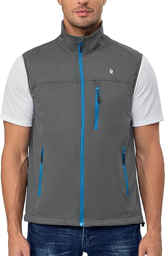 Little Donkey Andy Men's Lightweight Softshell Vest, Windproof Sleeveless Jacket for Running, Hiking, Cycling, Golf