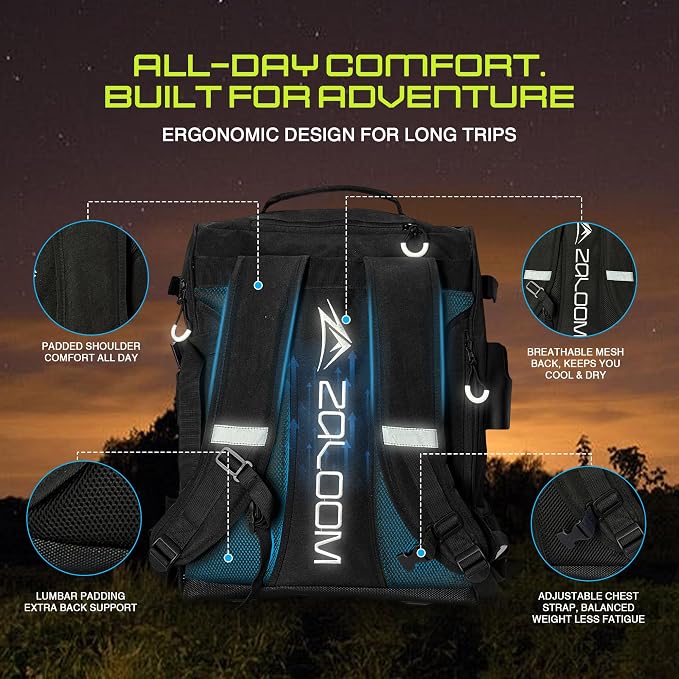 Waterproof Fishing Backpack with Tackle Boxes, Rod Holder & Foldable Net - 45L Fishing Tackle Bag with Trays Included, Extra Storage Gear and Equipment, Rain Cover, Fisherman Gift for Men