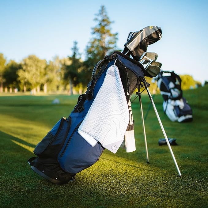 Blue Tees Golf Premium Magnetic Towel - Super Strong Magnet - Microfiber Waffle Design - Silicone Brush - Groove Cleaner - Bag Buckle