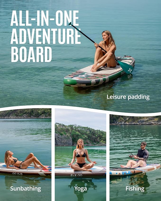 ZLX Inflatable Stand Up Paddle Board, 10'6" SUP Non-Slip Stable Deck Pad, Unique Center Fin, Premium Accessories, Paddleboard for Adults, Beginners, All Skill Levels