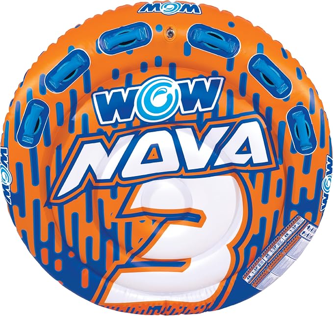 Wow Sports Nova 3 Towable Deck Tube - 1-3 Person - 510 lb Capacity - Heavy-Duty PVC - for Boating - Youth & Adults