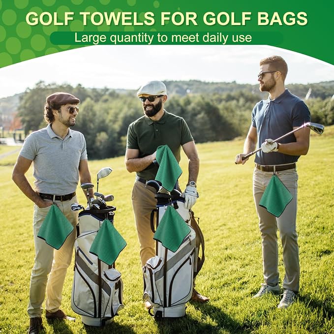 Batiyeer Golf Towels Bulk for Bags 16'' x 24'' Microfiber Waffle Pattern Golf Towels Trifold with Clip for Hiking,Tournament, Yoga