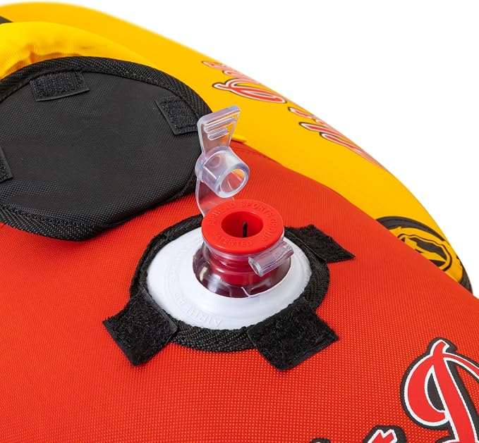 Airhead Hot Dog Towable Tube for Boating, 1-5 Rider Inflatable Boat Tube for Water Tubing, Full Nylon Cover, EVA Padding, Foam Padded Handles w/Neoprene Knuckle Guard, Speed Safety Valve