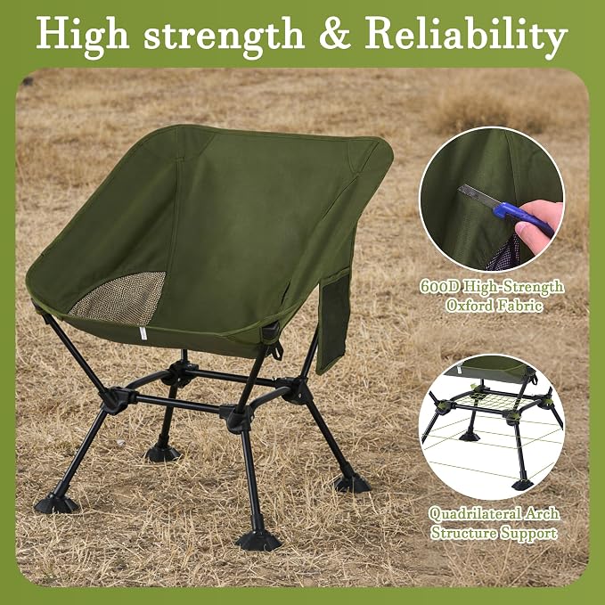 Ultralight Camping Chair,Compact Folding Chair with Anti-Sinking Large Feet and Storage Bag,Lightweight Backpack Chair for Naturehike,Travel,Beach,Hiking