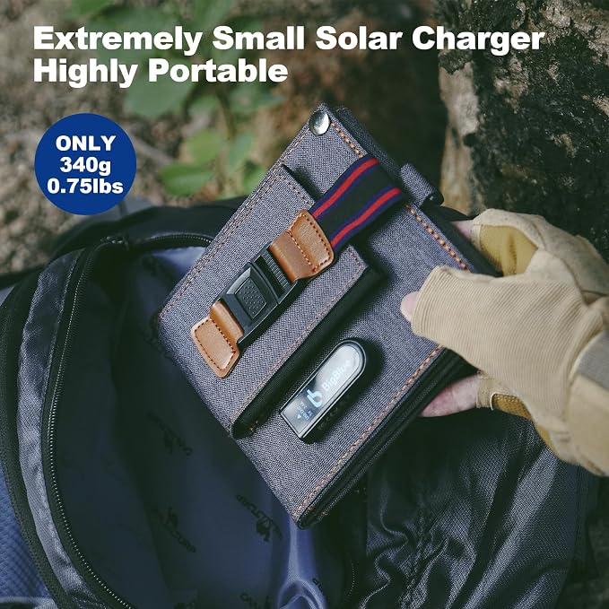 [Upgraded Tiny Solar Charger] BigBlue 14W Solar Panels with USB-A Port(5V/2.4A Max), IPX4 Waterproof, Portable Solar Phone Charger for Hiking, Compatible with iPhone X/8/7, Tablet, Samsung LG etc