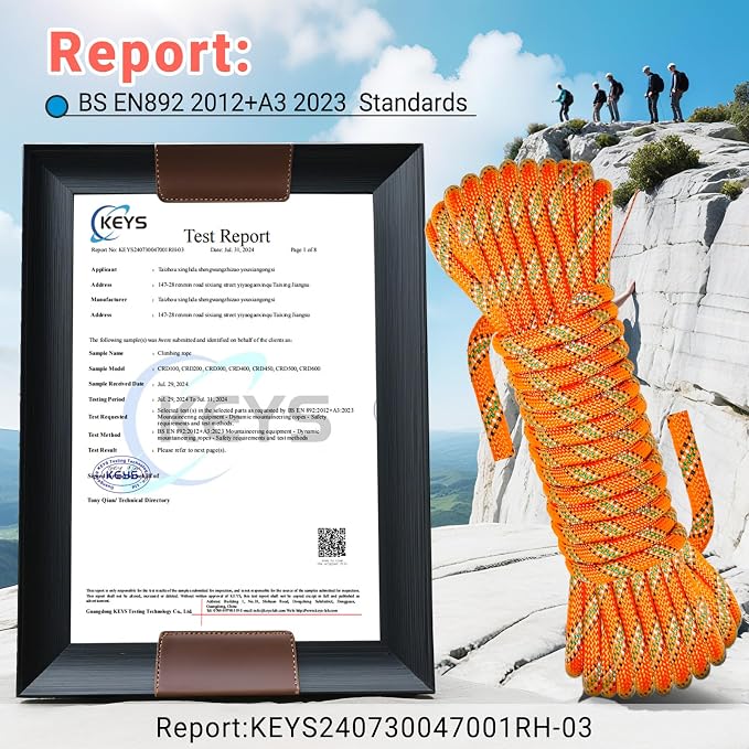 10.5mm Climbing Rope,32FT Static Rock Climbing Rope for Escape Rope Ice Climbing Equipment Fire Rescue Parachute