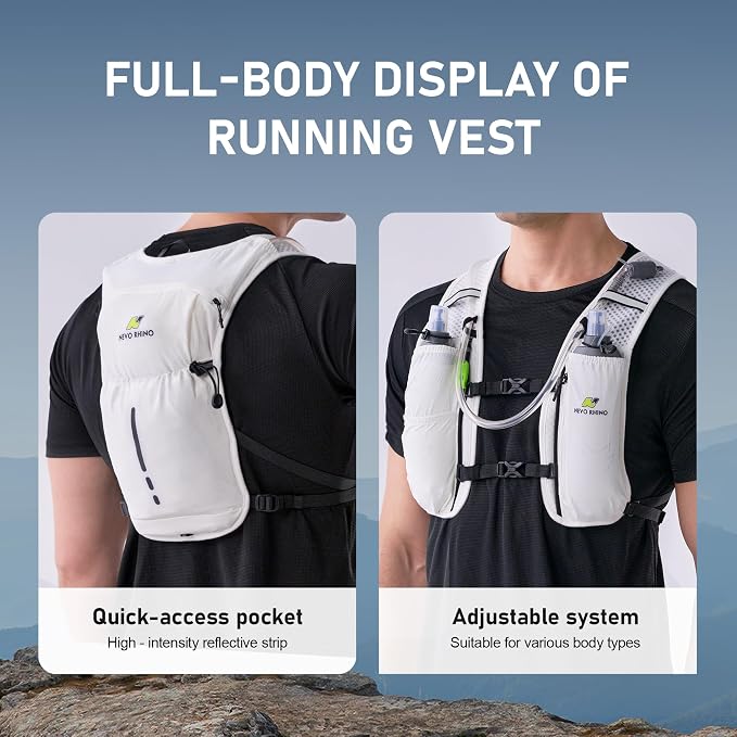 N NEVO RHINO Running Vest, Hydration Vest Pack, Lightweight Hydration Backpack with 1.5L Water Bladder for Hiking, Trail,Cycling,Bike,Marathons for Women Men
