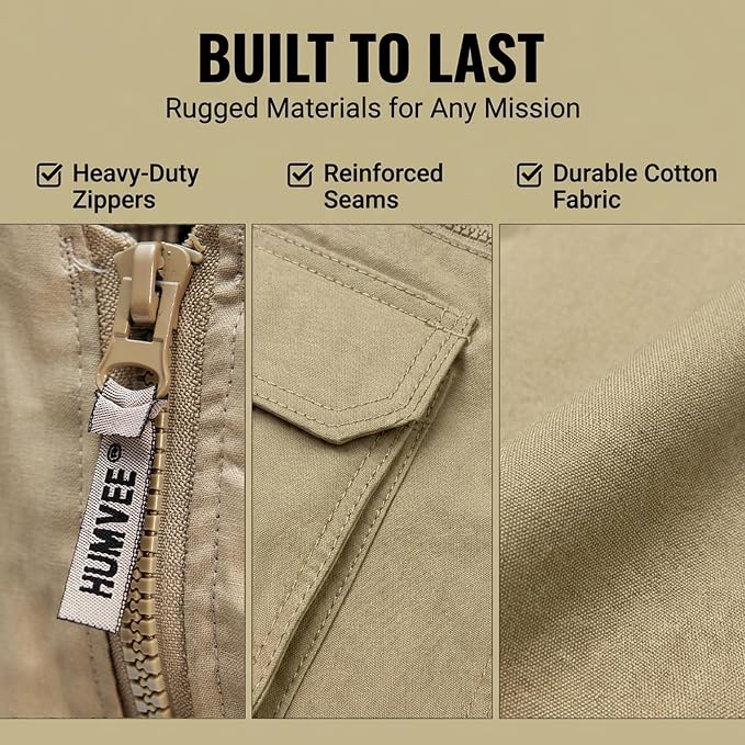 Humvee Utility Vest with 21 Pockets -Travel, Safari, Hunting, Camping, 100% Cotton, Tactical Jacket for Men & Women