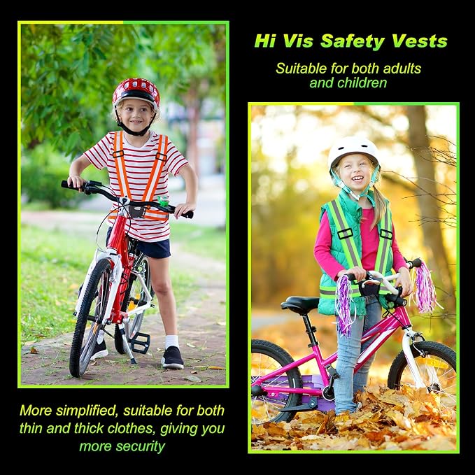 Hercicy 50 Pcs Reflective Vest High Visibility Safety Vests, Adjustable Running Gear Straps Lightweight Reflector for Construction (Green,Orange)