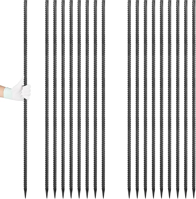 Besitu Rebar Stakes 36 inches 16-Pack Concrete Form Stakes Straight 3/8" Diameter Rebar Ground Metal Stakes for Landscaping, Securing Fence, Garden Plants Support, Survey Markers and Securing Trees