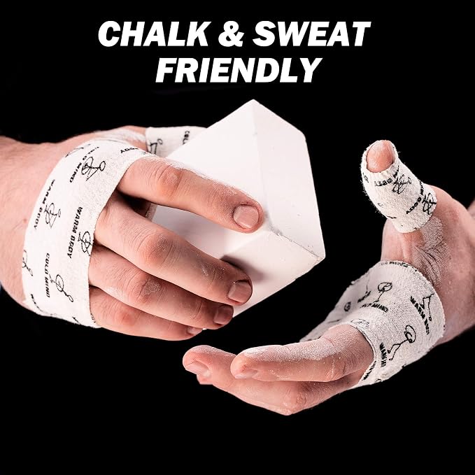 WARM BODY COLD MIND 1.85" Weightlifting Thumb Tape - Hook Grip Tape for Powerlifting, Cross Training, Gym Tape, Workout, Weight Lifting Tape, Athletic Finger Wrap (White 3 Rolls)