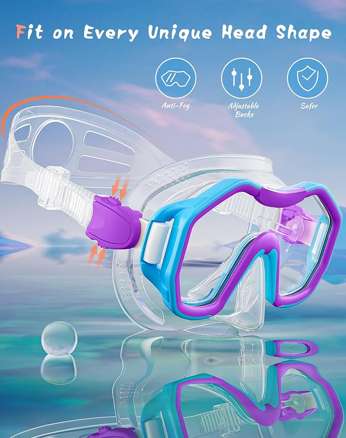 Snorkeling Gear for Adults Kids, Dry-Top Snorkel Set, 180°Panoramic Wide View Diving Mask Breathing Freely Snorkel Mask for Snorkeling Scuba Diving Swimming Travel