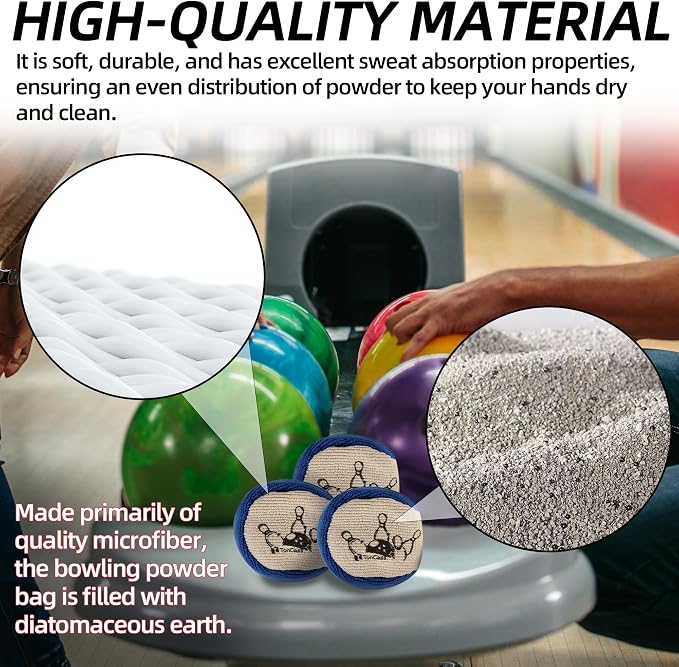 TonGass Microfiber Ultra Dry Bowling Grip Ball, Microfiber Bowling Grip Bags, Bowlings Powder Bag for Hands Use - Blue & Grey