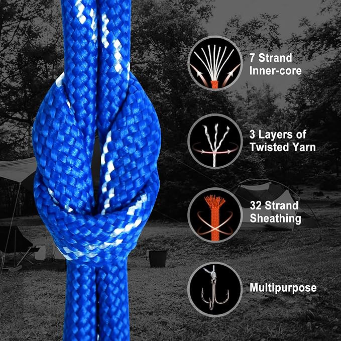 WEREWOLVES 550 Paracord Kits 100ft Each Color - 5 Colors Parachute Cord Combo 7 Strand Type III Parachute Cord 4mm for Crafting, Dog Collar, Survival Bracelets