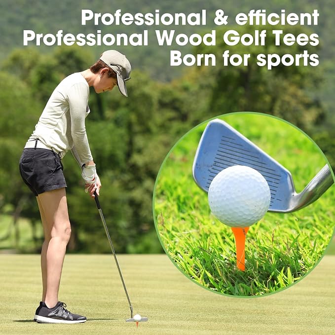 Vinsot 1000 Pcs Golf Tees Bulk 3-1/4'' Wooden Tees for Driving Range, Golf Club Accessories for Men Dad
