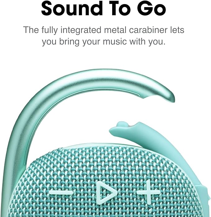 JBL Clip 4, Teal - Portable Bluetooth 5.1 Speaker - Up to 10 Hours of Play - Waterproof & Dust Resistant - Includes Noise & Echo-Canceling Speakerphone