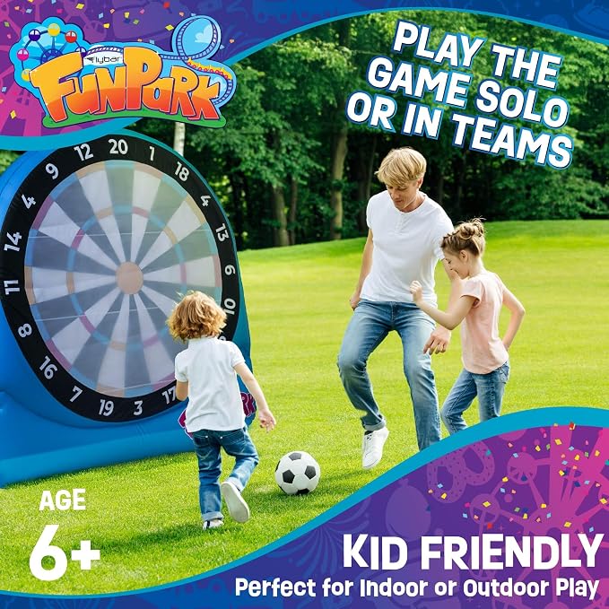 Flybar Inflatable Giant Dartboard Game for Kids & Adults, Backyard Lawn Game Set, Outdoor Play for Family Parties, Camping & Field Day Activities, Set, Quick Setup, Inflates in Minutes, Ages 6+