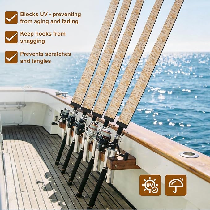 Neoprene Fishing Rod Sleeves,Fishing Rod Socks for Protect Rod | UV Resistance,Puncture Resistant, Protect Casting, Spinning, Trolling Fishing Rods,Fishing Pole Sleeve for Transport, Storage