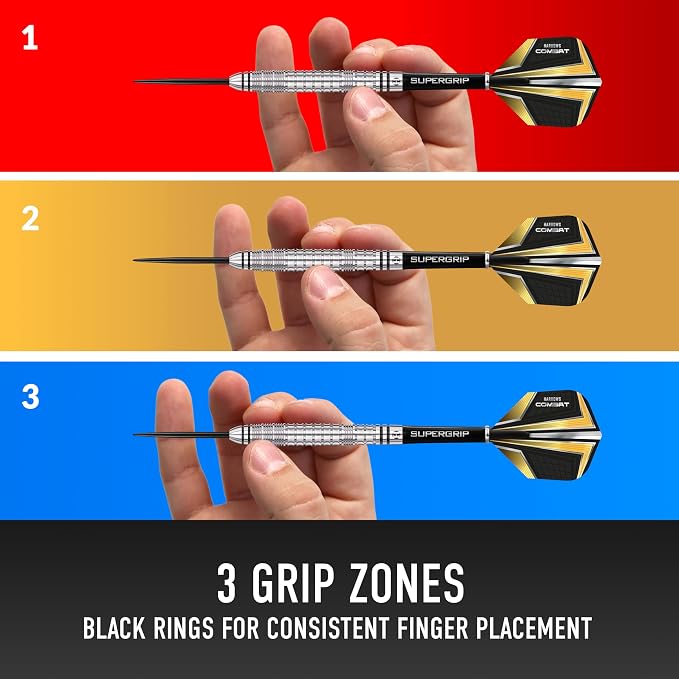 Harrows Combat 90% Tungsten Steel Tip Darts Set I 21g to 30g All Weights Available I Huge 17pcs Bundle with Spare Shafts, Prime Flights & Travel Case