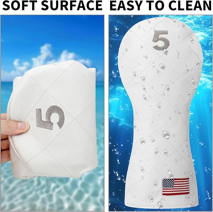 Golf Club Covers for Driver, Fairway, Hybrids - 3 Options - Golf Driver Headcover/Golf Fairway Wood Head Cover/Hybrid Headcover for Men/Women Golfer