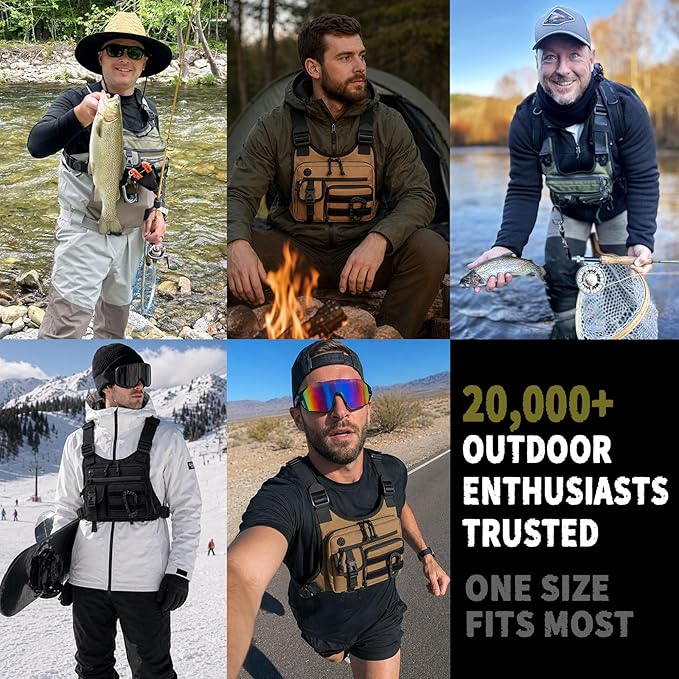 Muserise Outdoor Chest Bag For Men and Women, Tactical Vest For Running, Cycling, EDC Chest Pack Rig For Sports and Workouts