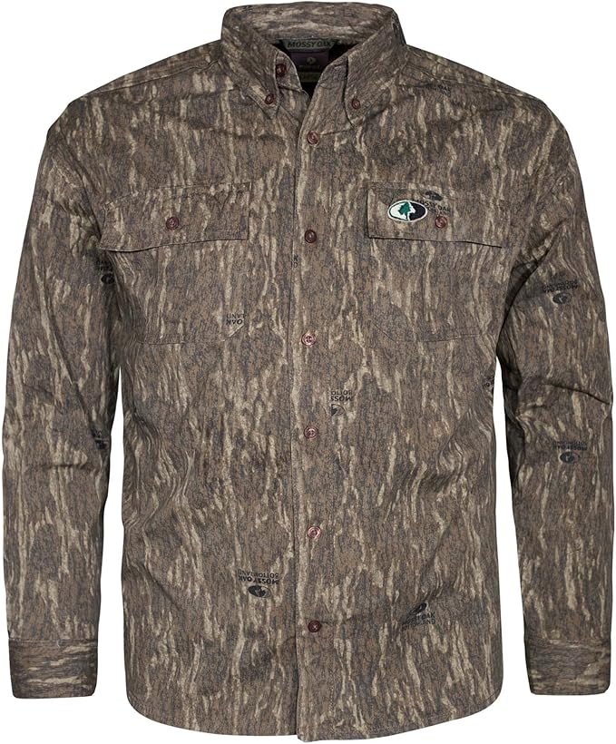 Mossy Oak unisex-adult mens Men's Long Sleeve Camo Hunting Shirts Cotton Mill