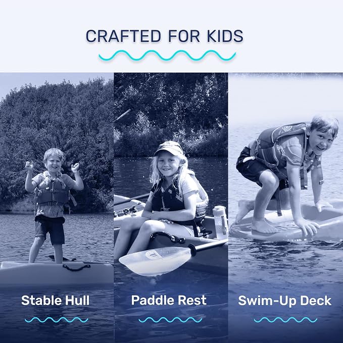 Evrwild Kids 6.5ft Kayak with Paddle, Lightweight Premium & Stable, 3-Level Footrest, Sit On Top for Youth to Teen Up to 130lbs