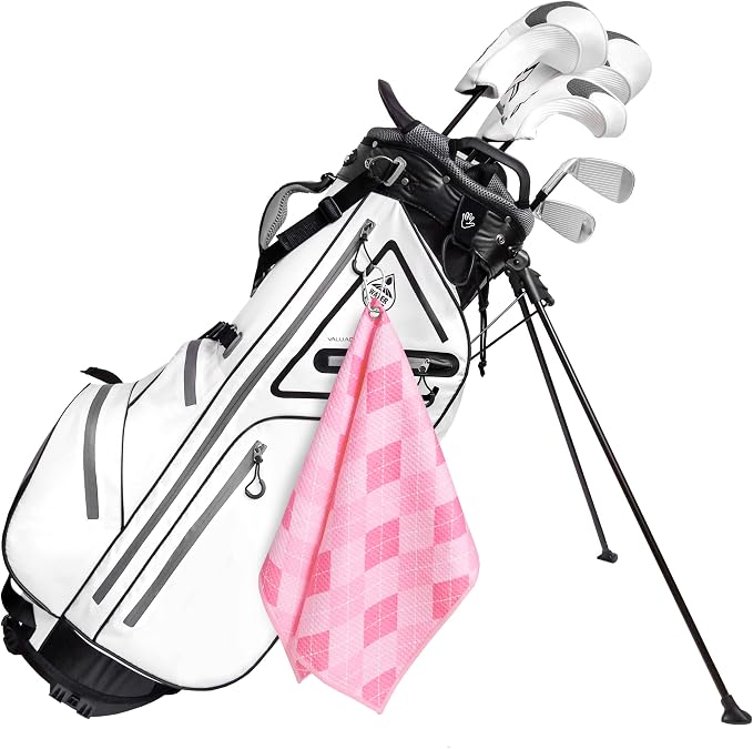 Golf Towel Gift for Golf Bags with Clip for Men & Women, Waffle Weave Microfiber Towel with Industrial Strength Clip Hook for Strong Hold to Golf Carts or Clubs, Set of 6