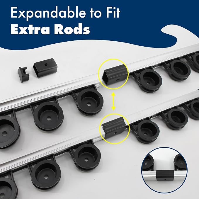 Rush Creek Creations | Fishing Rod Holder, Garage Organization and Wall Storage, for Reels, Gear and Accessories (Vertical/Horizontal Rack)